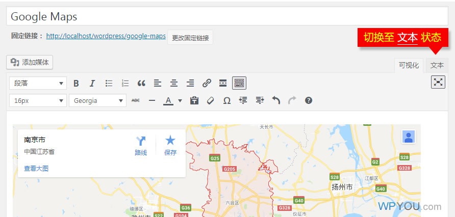 WordPress添加Google地图位置信息