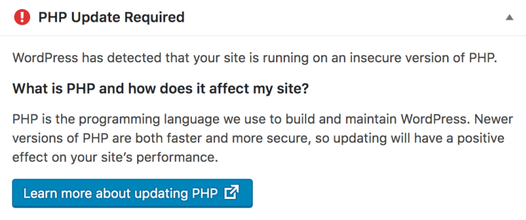 WordPress 5.2 版本要求PHP版本最低为 PHP 5.6.20才可升级 - 新闻 - 1